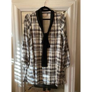 Charles Henry Plaid Dress with Neck Tie